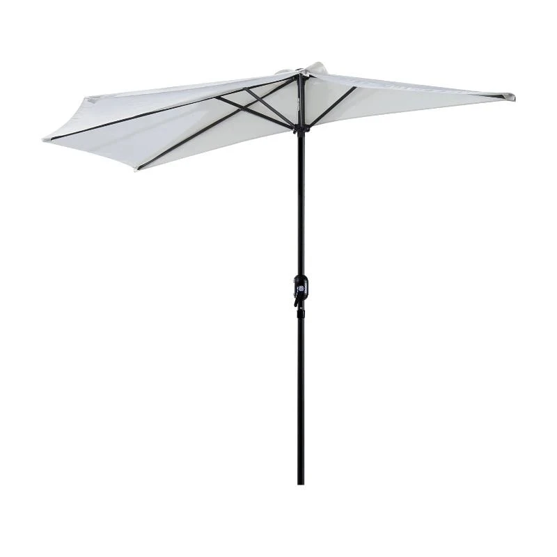Outsunny 2.7m Half Round Umbrella Parasol - Cream - 84D-007CW - Image 7