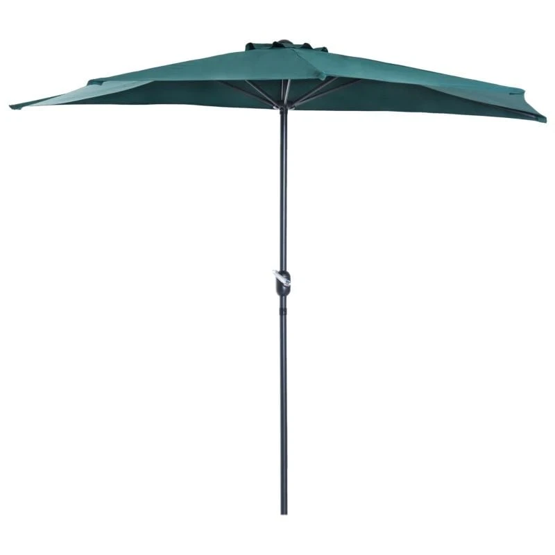 Outsunny 2.7m Half Round Umbrella Parasol - Green - 84D-007GN - Image 2