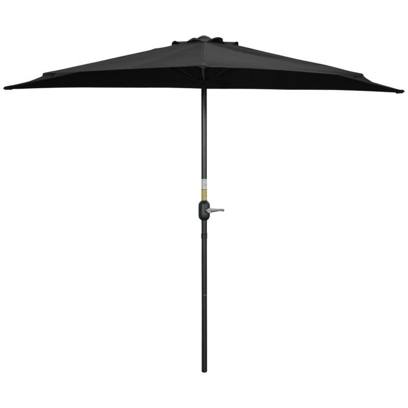 Outsunny 2.7m Balcony Half Parasol 5 Steel Ribs - Black - 84D-007V00BK - Image 2