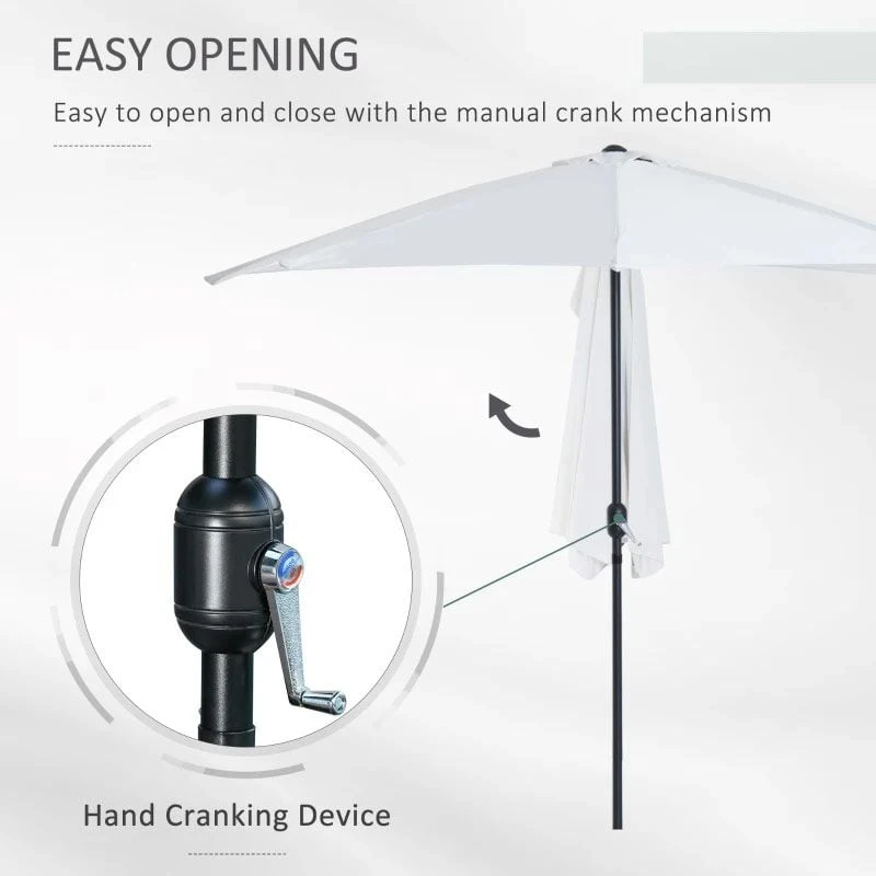 Outsunny 3m Balcony Half Parasol - White - 84D-008CW - Image 10