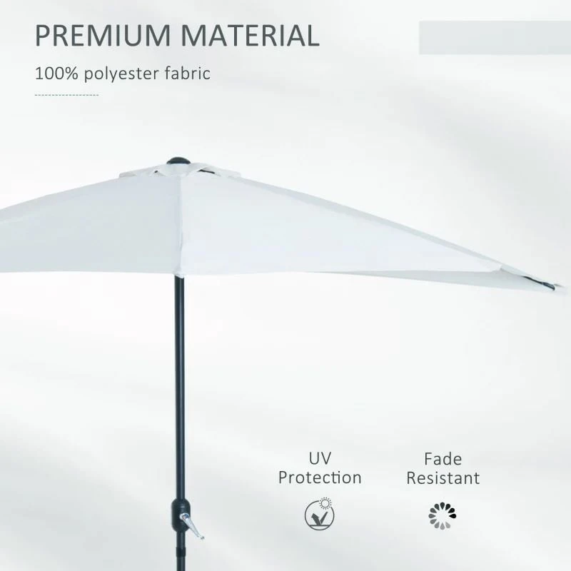 Outsunny 3m Balcony Half Parasol - White - 84D-008CW - Image 8
