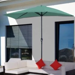 Outsunny 3m Half Round Balcony Parasol - Green - 84D-008GN