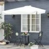Outsunny 2.3m Half Round Parasol - Cream White - 84D-008V01CW