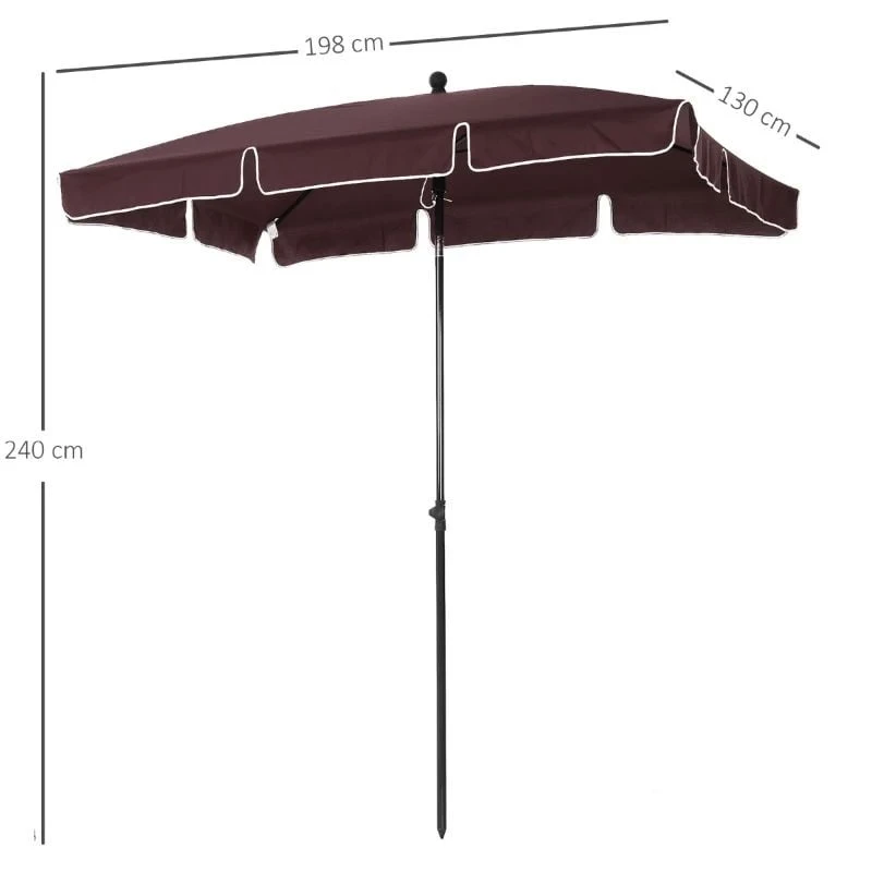 Outsunny Aluminium Umbrella Parasol - Brown - 84D-016CF - Image 9
