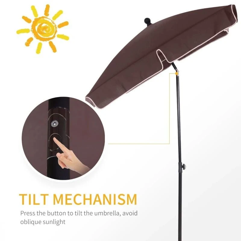 Outsunny Aluminium Umbrella Parasol - Brown - 84D-016CF - Image 8