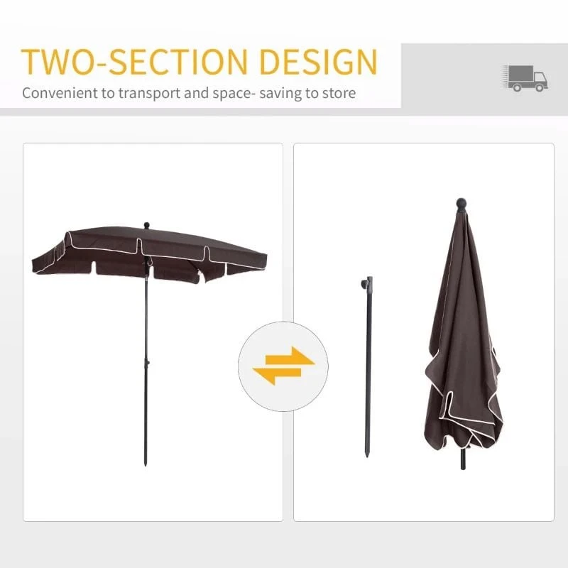 Outsunny Aluminium Umbrella Parasol - Brown - 84D-016CF - Image 7