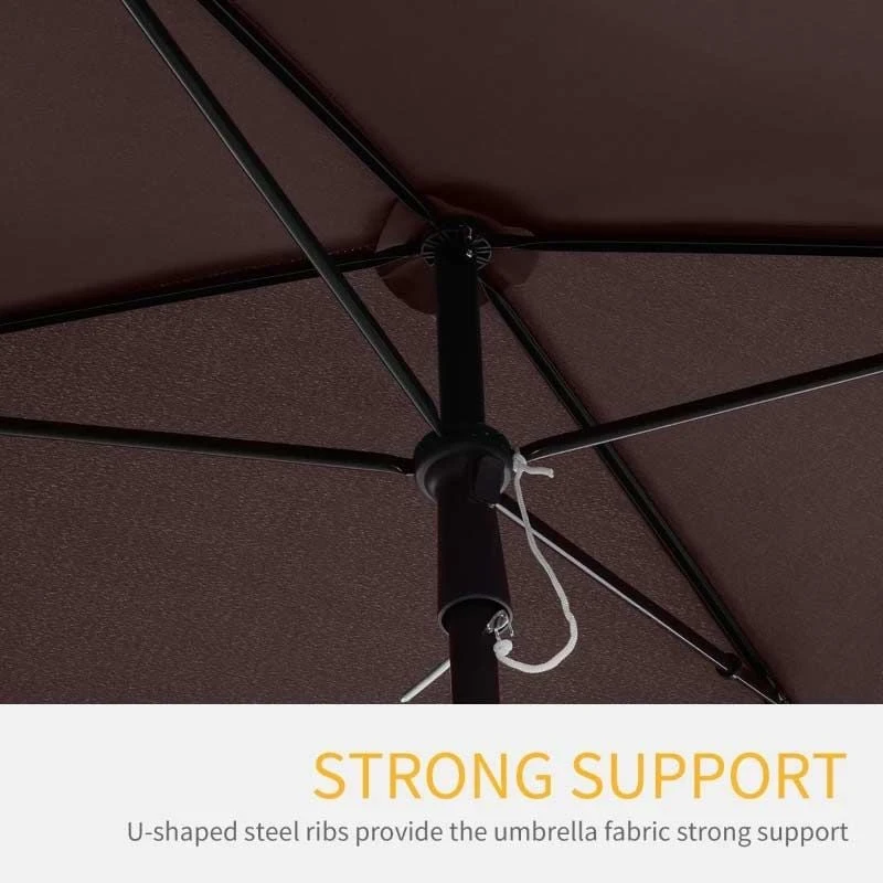 Outsunny Aluminium Umbrella Parasol - Brown - 84D-016CF - Image 4
