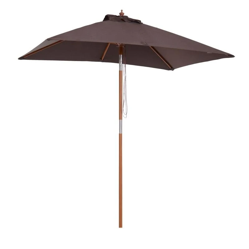 Outsunny Wooden Patio Parasol 6 Ribs - Coffee - 84D-017CF - Image 2