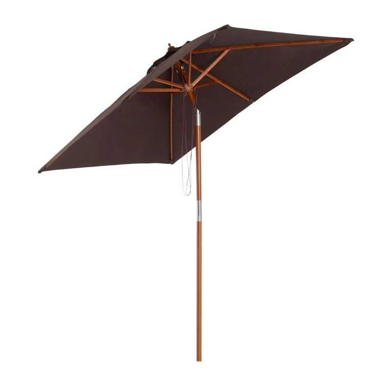 Outsunny Wooden Patio Parasol 6 Ribs - Coffee - 84D-017CF - Image 10