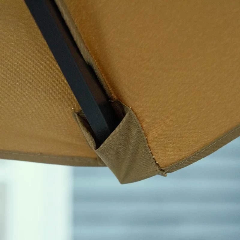 Outsunny 24 LED Solar Powered Parasol Umbrella - Brown - 84D-018BN - Image 4