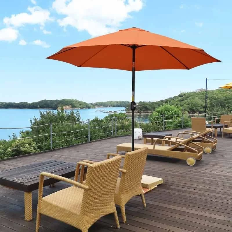 Outsunny 2.6m Tilt Patio Parasol With Crank 8 Ribs - Orange - 84D-023V00OG - Image 10