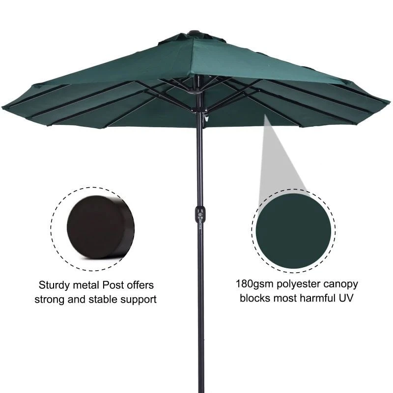 Outsunny 4.6m Double-Sided Parasol - Green - 84D-031V01 - Image 10