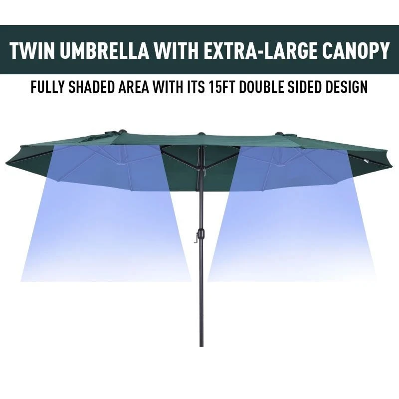 Outsunny 4.6m Double-Sided Parasol - Green - 84D-031V01 - Image 9
