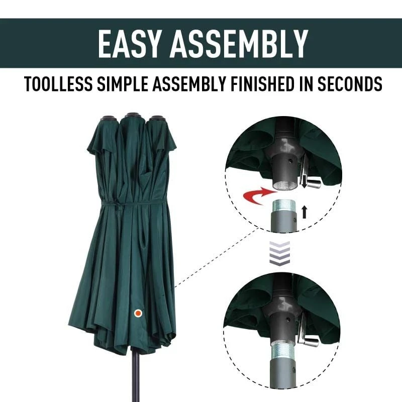 Outsunny 4.6m Double-Sided Parasol - Green - 84D-031V01 - Image 8