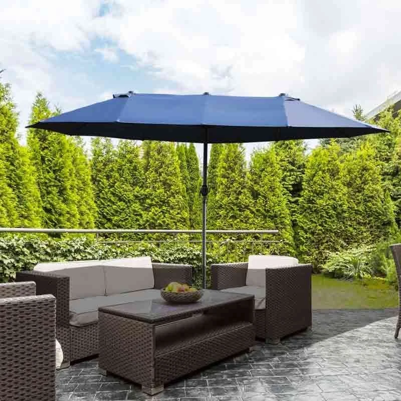 Outsunny Double-Sided Parasol 2.7x4.6Wx2.4Hm - Blue - 84D-031V01BU - Image 2