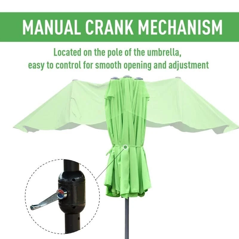 Outsunny 4.6m Double-Sided Crank Canopy With Cross Base - Green - 84D-031V02GN - Image 10