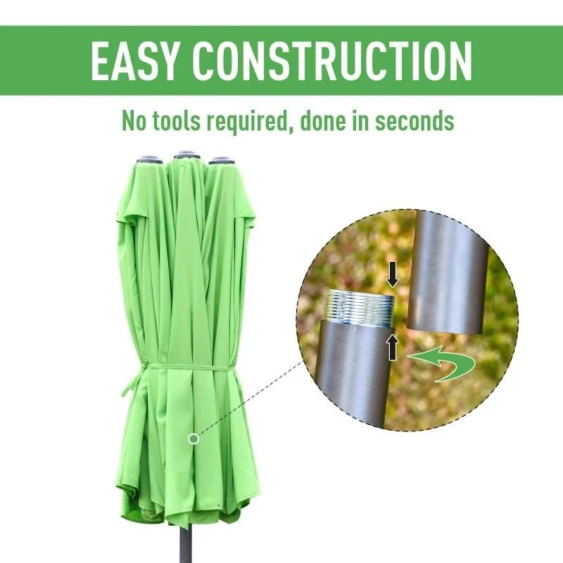 Outsunny 4.6m Double-Sided Crank Canopy With Cross Base - Green - 84D-031V02GN - Image 9