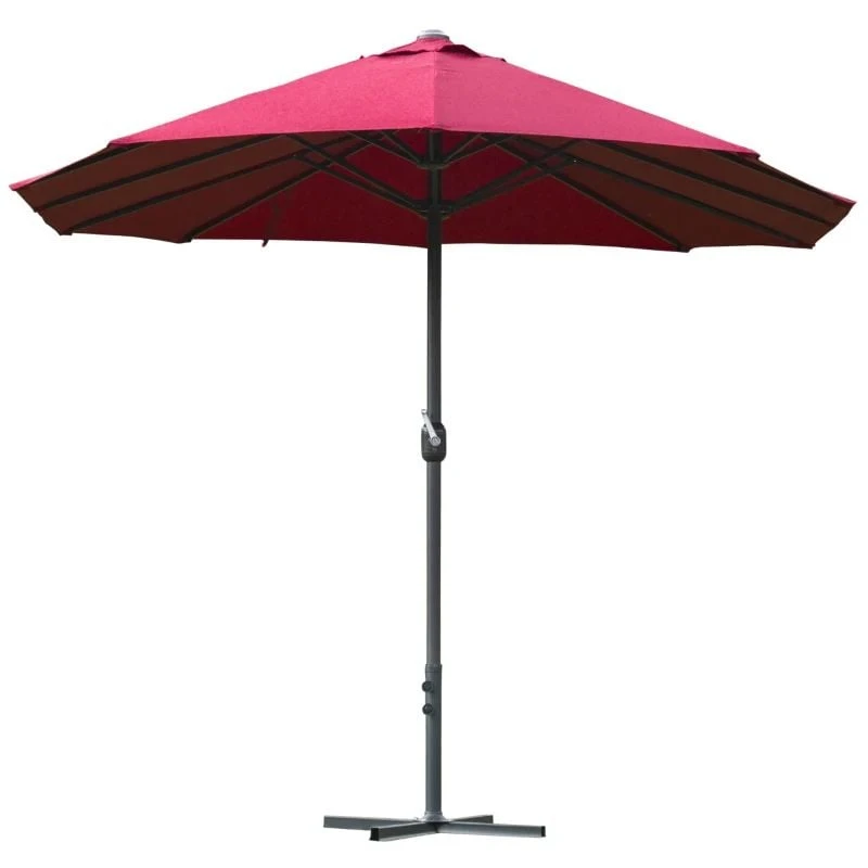 Outsunny 4.6m Double-Sided Crank Sun Shade With Cross Base - Wine Red - 84D-031V02WR - Image 3