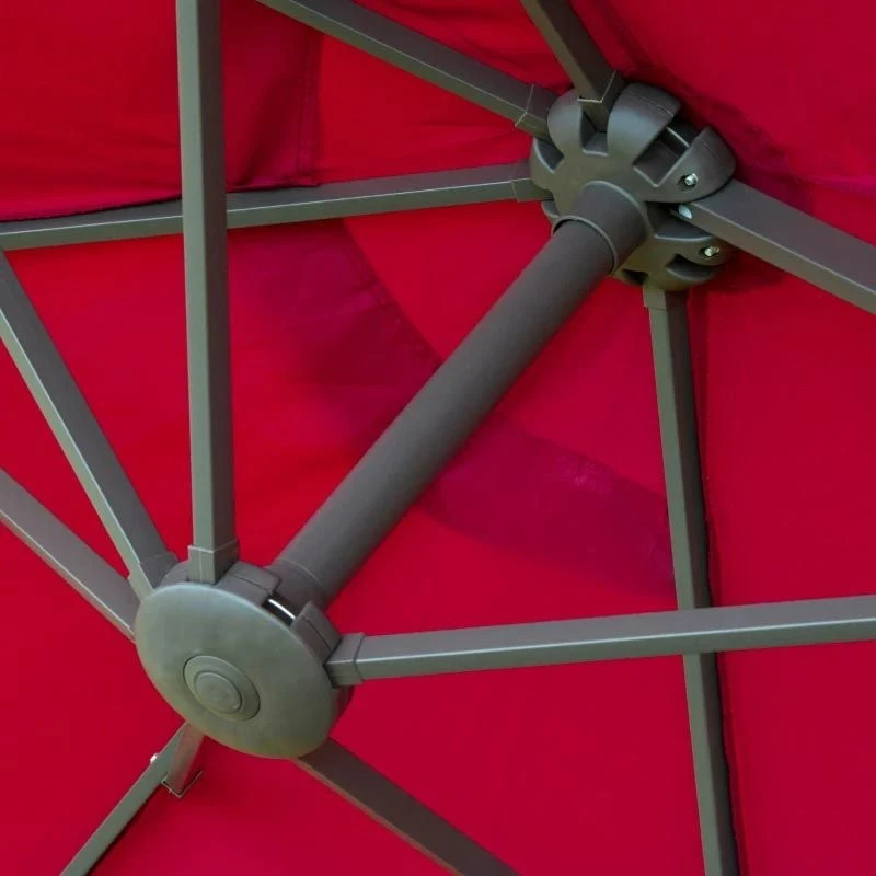 Outsunny 4.6m Double-Sided Crank Sun Shade With Cross Base - Wine Red - 84D-031V02WR - Image 7