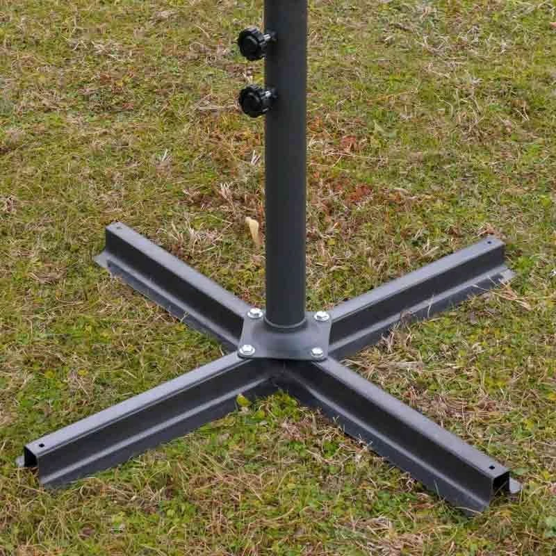 Outsunny 4.6m Double-Sided Crank Sun Shade With Cross Base - Wine Red - 84D-031V02WR - Image 5