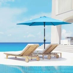 Outsunny 2.7m Tilt Patio Parasol With Crank - Blue - 84D-032BU