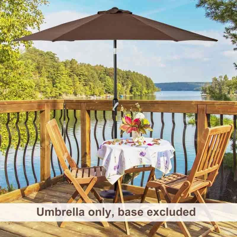 Outsunny 2.7m Patio Parasol With Tilt Crank - Coffee - 84D-032CF - Image 10