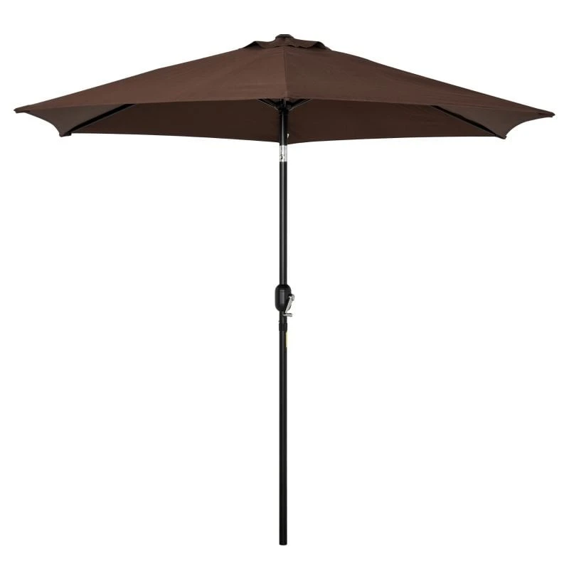 Outsunny 2.7m Patio Parasol With Tilt Crank - Coffee - 84D-032CF - Image 2