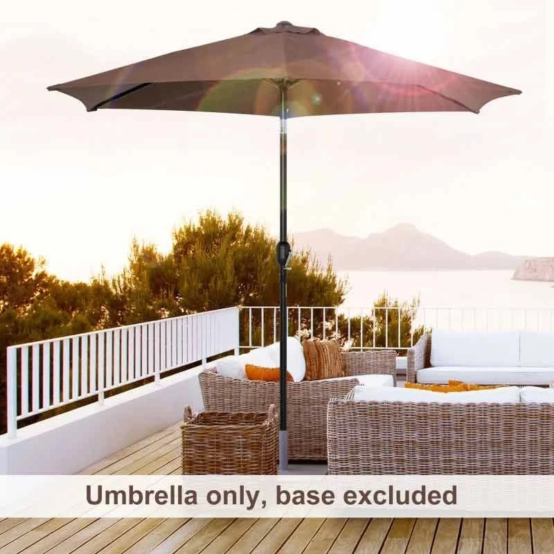 Outsunny 2.7m Patio Parasol With Tilt Crank - Coffee - 84D-032CF