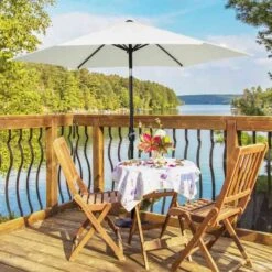 Outsunny 2.7m Patio Parasol With Tilt Crank - Cream White - 84D-032CW