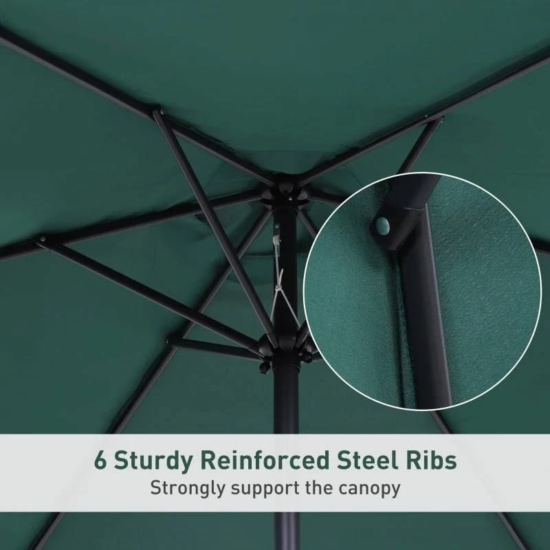 Outsunny 2.7m Patio Parasol With Crank And 38mm Aluminium Tilt Pole - Green - 84D-032GN - Image 4