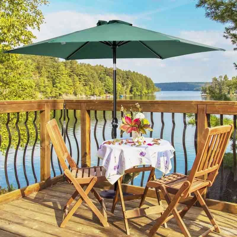 Outsunny 2.7m Patio Parasol With Crank And 38mm Aluminium Tilt Pole - Green - 84D-032GN - Image 10