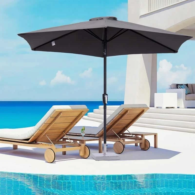 Outsunny 2.7m Patio Umbrella Aluminum Frame - Grey - 84D-032GY