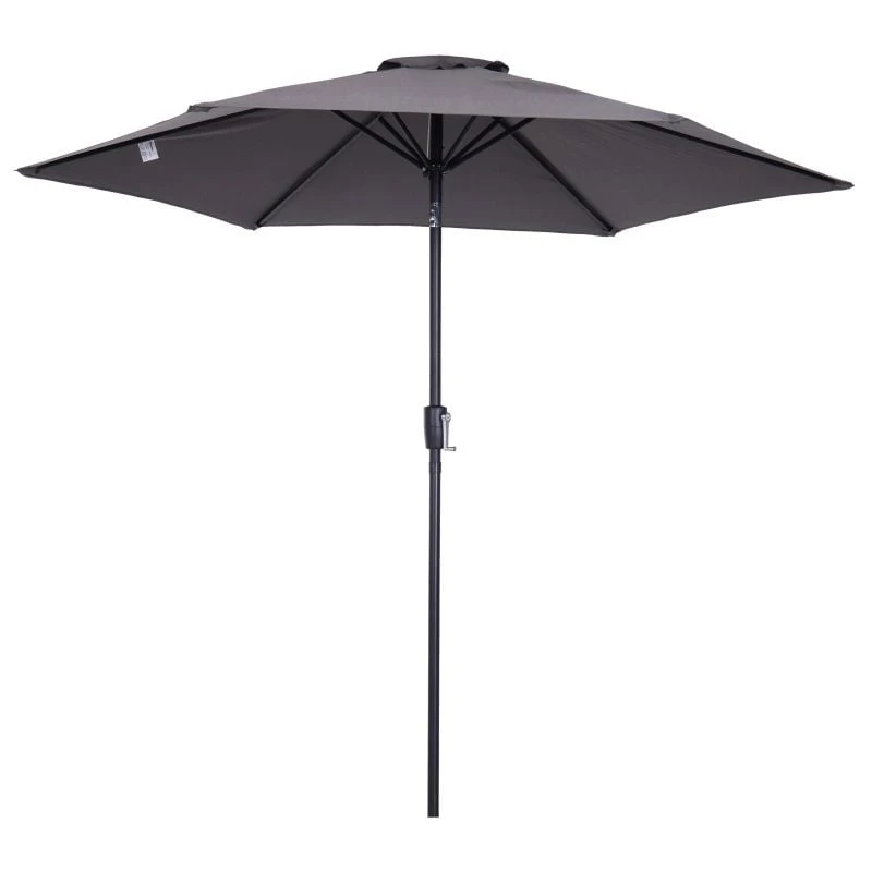 Outsunny 2.7m Patio Umbrella Aluminum Frame - Grey - 84D-032GY - Image 2