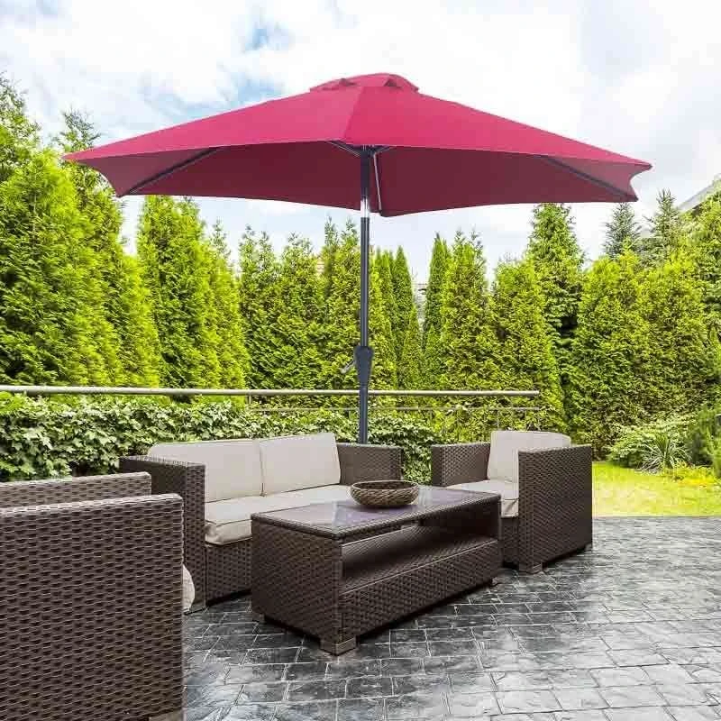 Outsunny 2.7m Patio Umbrella Aluminium Frame - Wine Red - 84D-032WR - Image 3