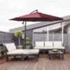Outsunny 3m Cantilever Hanging Banana Steel Parasol - Wine Red - 84D-037WR