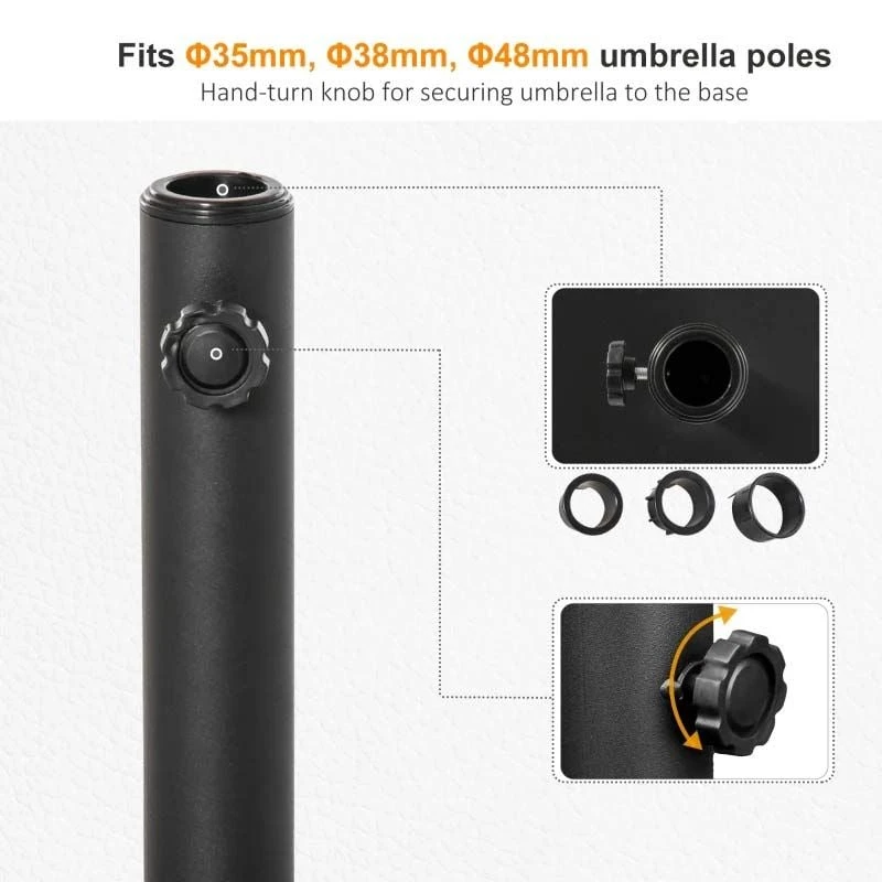 Outsunny Square Parasol Base 40Lx40Wx43Hcm - Black - 84D-042 - Image 9