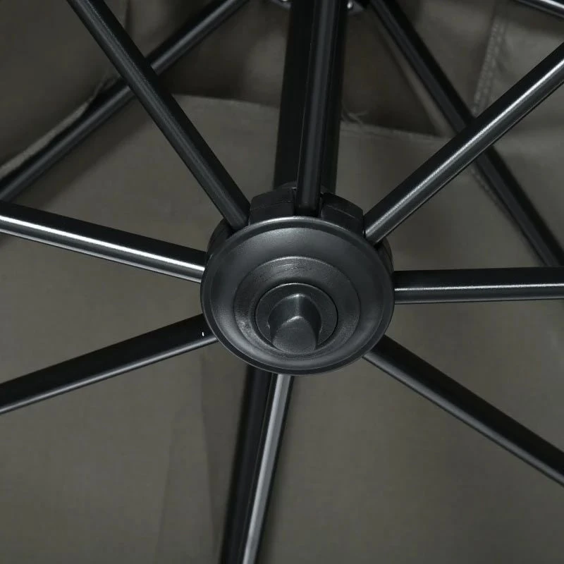 Outsunny 2.5 X 2.5m Offset Cantilever Parasol Hanging 360° Rotation With Crank Handle And Cross Base - Grey - 84D-051V00GY - Image 3