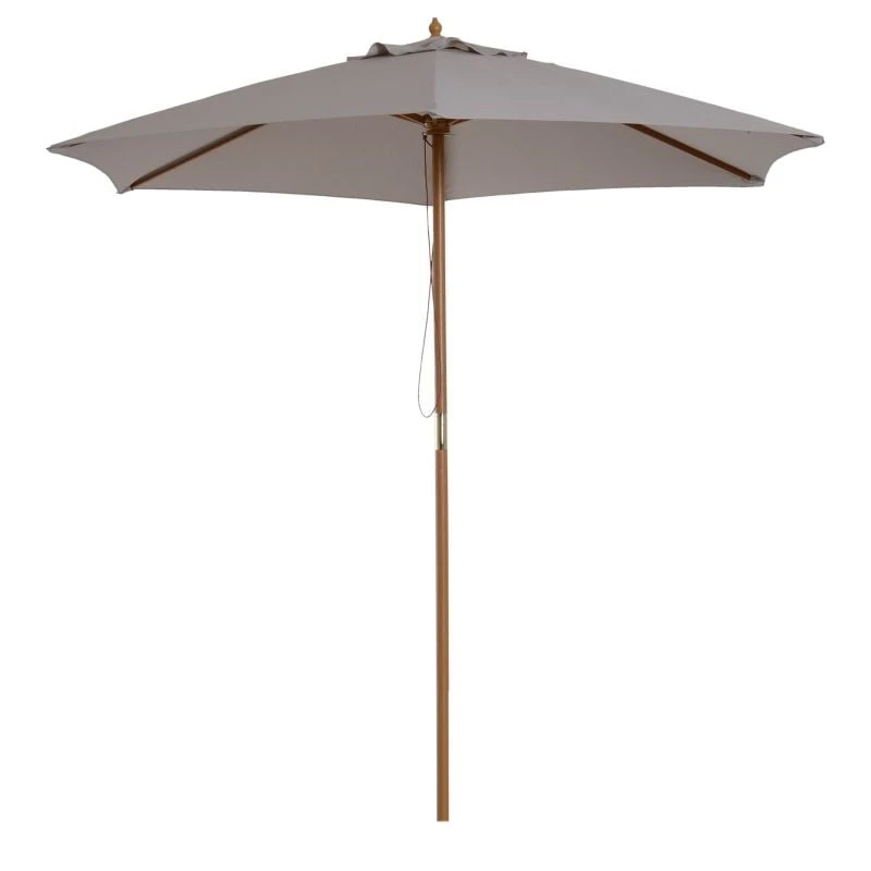 Outsunny 2.5m Wooden Parasol - Grey - 84D-056GY - Image 3