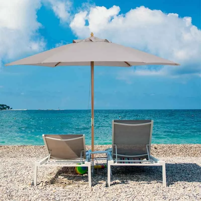 Outsunny 2.5m Wooden Parasol - Grey - 84D-056GY - Image 4