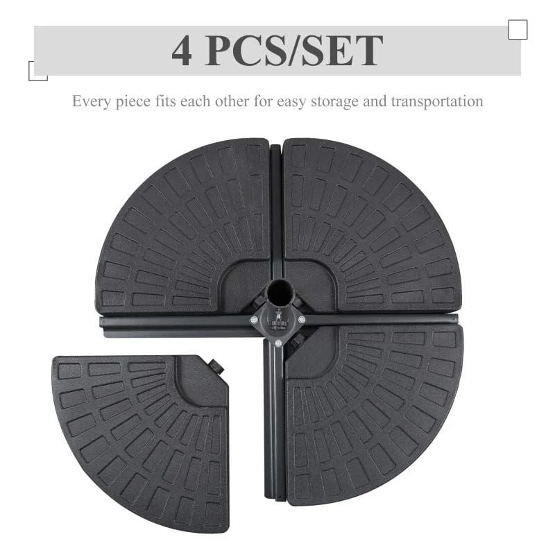 Outsunny 4 Piece HDPE Portable Umbrella Base - Black - 84D-061 - Image 8