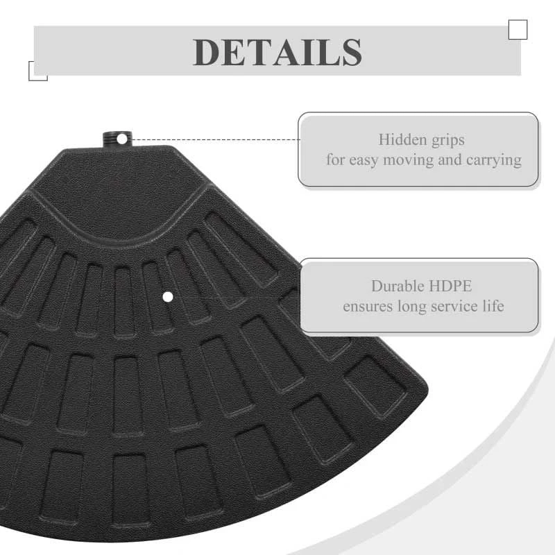 Outsunny 4 Piece HDPE Portable Umbrella Base - Black - 84D-061 - Image 6