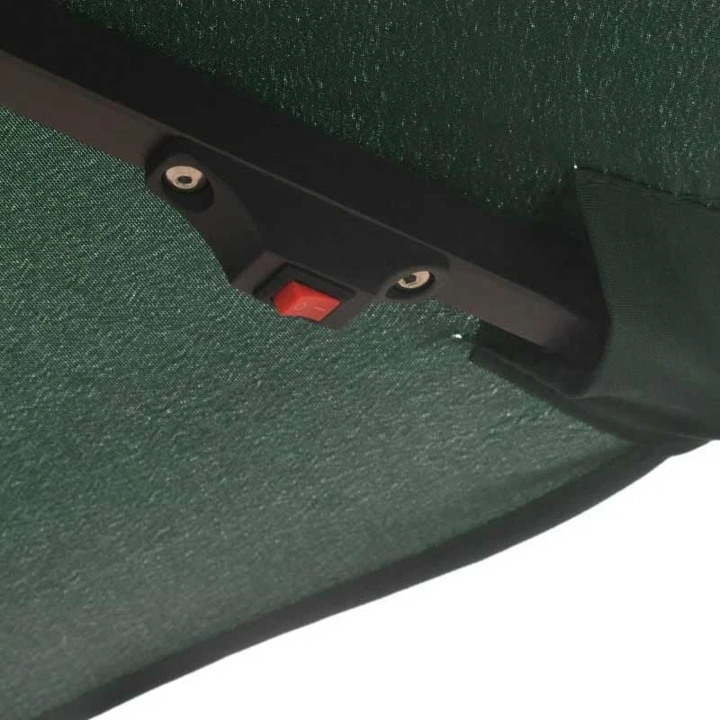 Outsunny 3m LED Patio Banana Umbrella Cantilever Parasol With Crank Cross Base - Green - 84D-066GN - Image 4