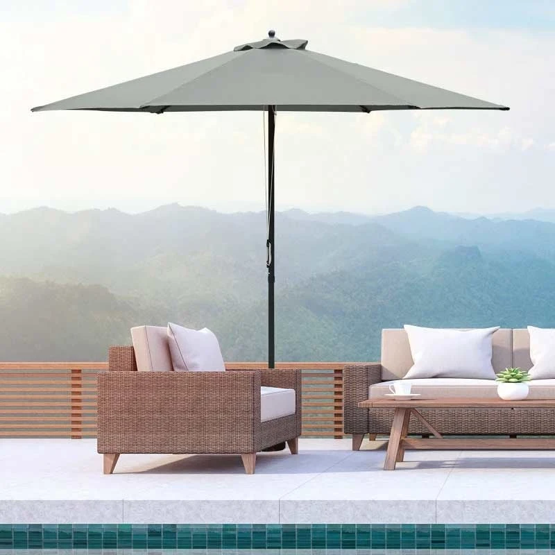 Outsunny 2.8m Patio Sun Parasol With 6 Ribs - Dark Grey - 84D-067CG - Image 10