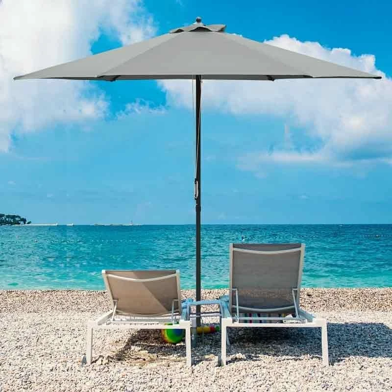 Outsunny 2.8m Patio Sun Parasol With 6 Ribs - Dark Grey - 84D-067CG