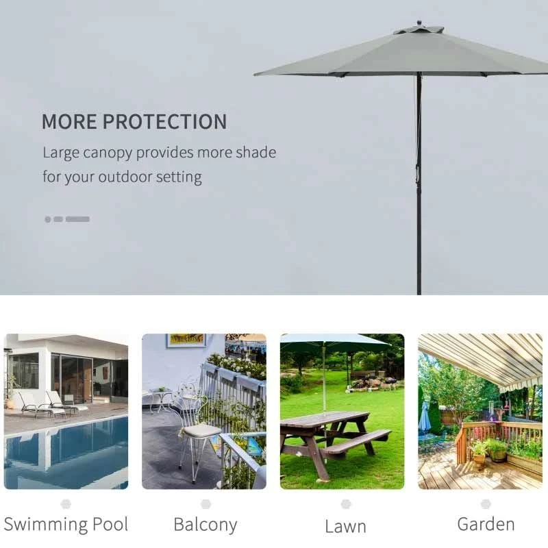 Outsunny 2.8m Patio Sun Parasol With 6 Ribs - Dark Grey - 84D-067CG - Image 6