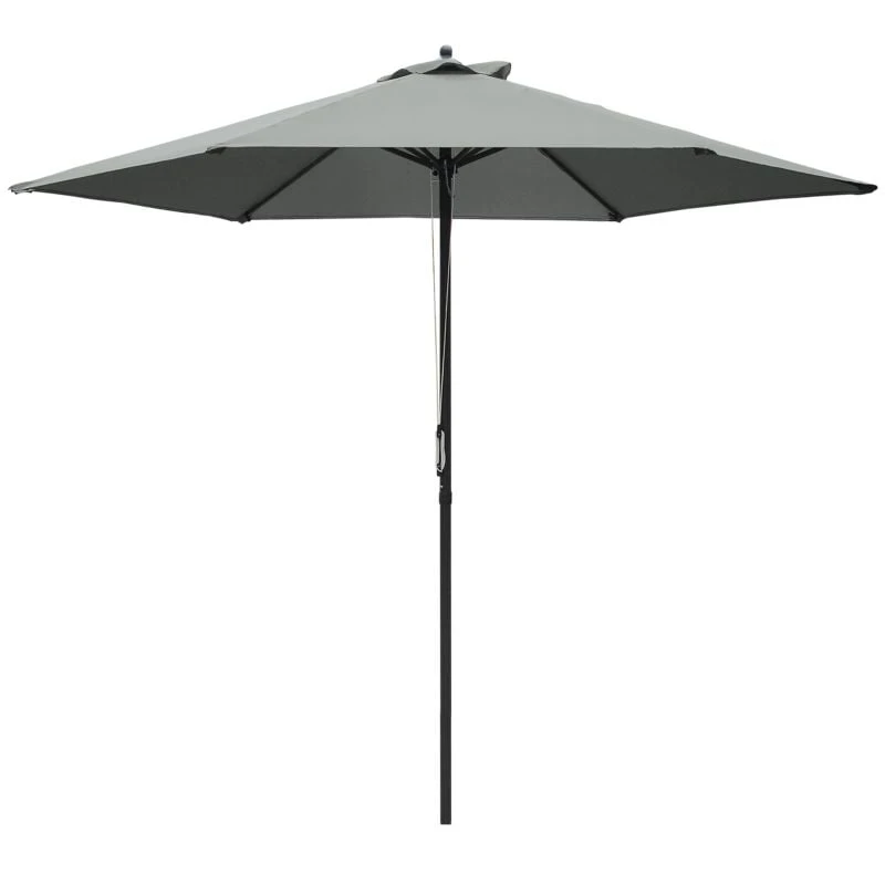 Outsunny 2.8m Patio Sun Parasol With 6 Ribs - Dark Grey - 84D-067CG - Image 2