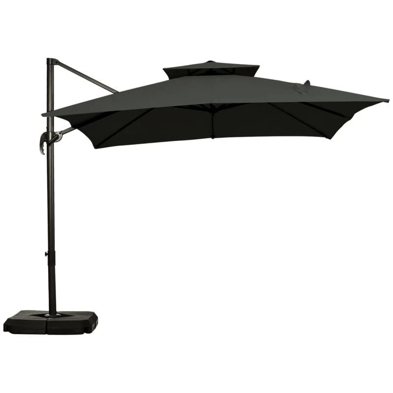 Outsunny Cantilever Parasol 360 Degree Rotation Angle Adjustment - Dark Grey - 84D-073CG - Image 2
