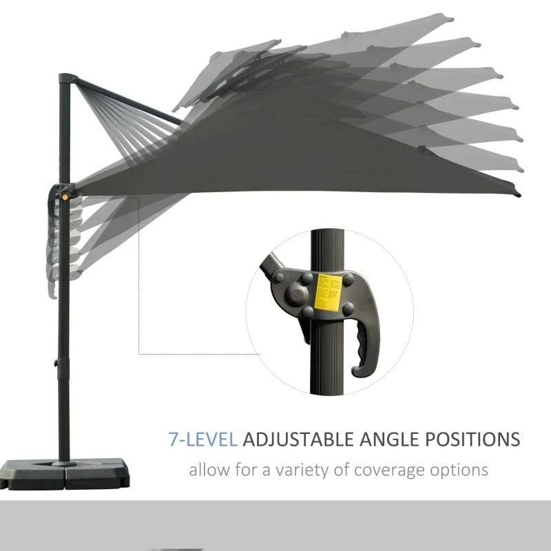 Outsunny Cantilever Parasol 360 Degree Rotation Angle Adjustment - Dark Grey - 84D-073CG - Image 9