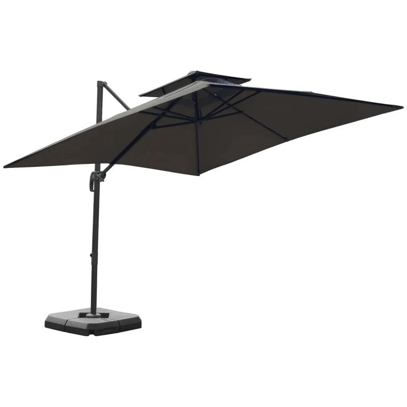 Outsunny Cantilever Parasol 360 Degree Rotation Angle Adjustment - Dark Grey - 84D-073CG - Image 5
