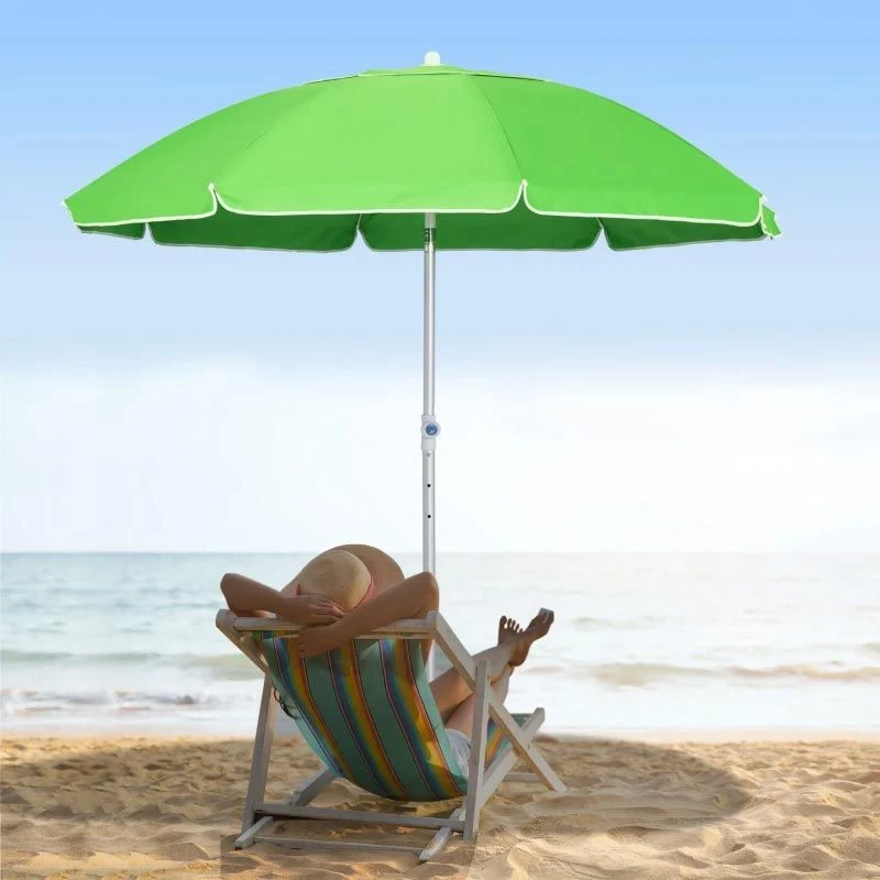 Outsunny 1.9m Beach Umbrella With Adjustable Angle Pointed Design Carry Bag - Green - 84D-092GN